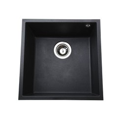 Гранітна мийка Globus Lux AMMER пiдстiльна, чорний металiк 440х440мм-А0001