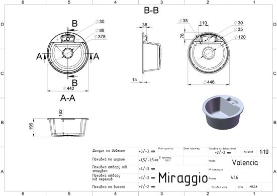 Кухонна мийка VALENCIA gray Miraggio