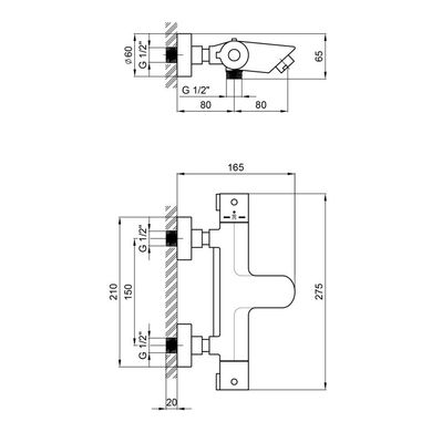 Змішувач для ванни Qtap Inspai-Therm термостатичний QTINSCRMT300800 Chrome