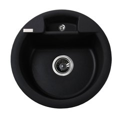 Гранітна мийка Globus Lux GURON чорний металiк 480мм-А0001